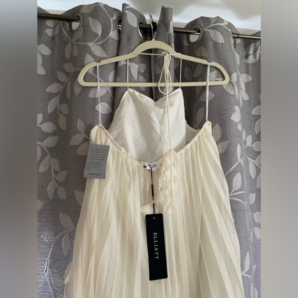 Elliatt Emelia Floral Appliqué Pleated Georgette Halter Maxi Dress - Picture 9 of 9